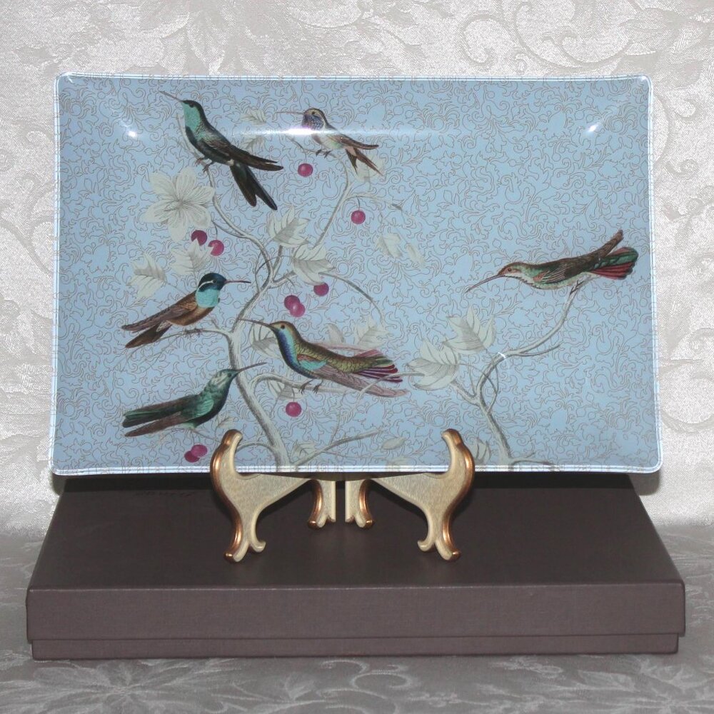 Hummingbirds Decorative Glass Tray | Fringe Studio Tray #512019 - Picture 5 of 6